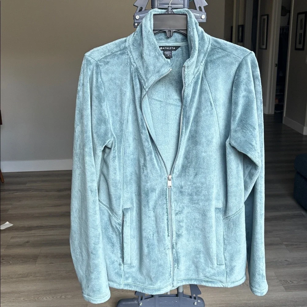 Athleta Karma Recover Stretch Full Zip Sage/Gray Jacket for Women (Medium) - Picture 7 of 9